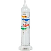 Small Galileo Thermometer 7 inch Glass Galileo Thermometer | 4 Multi Colored Balls from 64&ordm;F to 76&ordm;F Gorgeous Gift for Family or Friends Present Home, Office Indoor and Outdoor D&eacute;cor