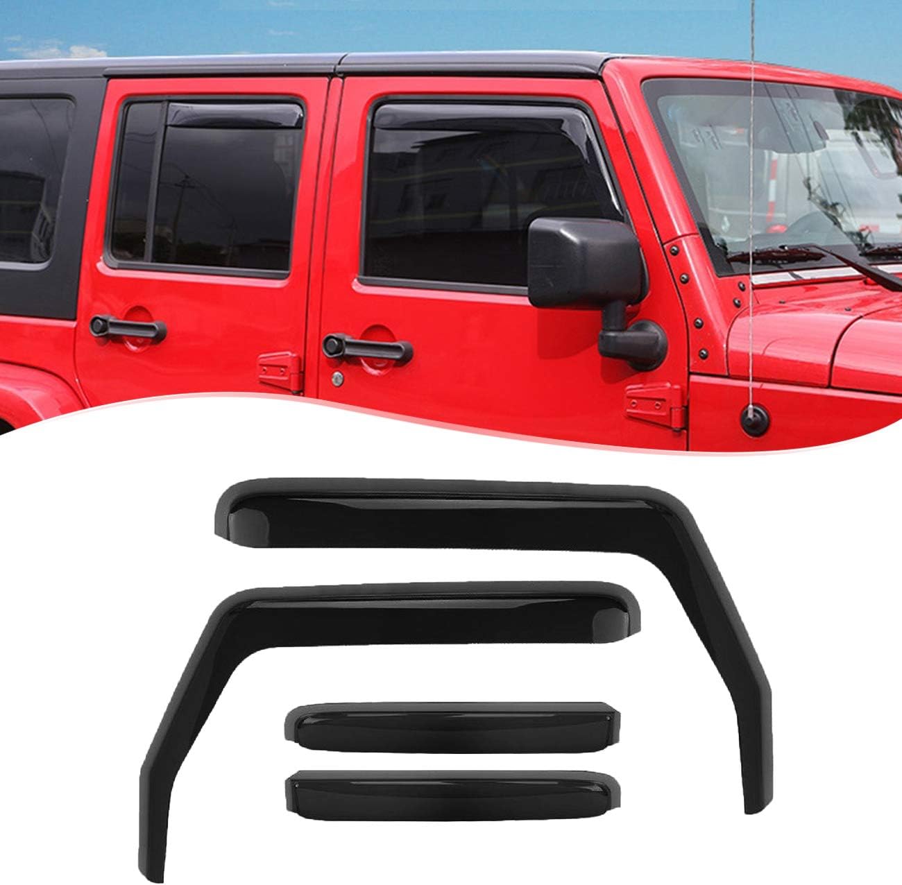 For Jeep Wrangler JK Window Visor Rain Guard Wind Deflector Sun Vent