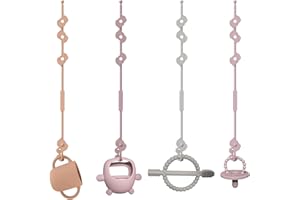MISSLILI 4 Pack Toy Straps for Baby, Toy Safety Straps, Silicone Adjustable Baby Pacifier Teether Straps,Can Be Used for Teethers, Feeding Bottles, Toys, Baby Cribs, High Chairs