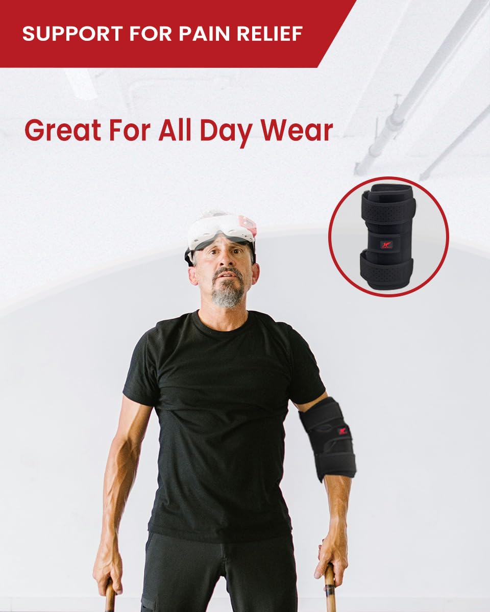 Hurmoya Elbow Brace Comfortable Night Sleep, Cubital Tunnel Syndrome, Ulnar Nerve Entrapment with Compression Sleeve Immobilizer, 2 Removable Metal Splints Pain Relief for Men and Women (M)