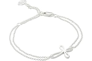 Molly B London 925 Sterling Silver Signature Cherish Cross Bracelet for Girls. Ideal for Baptism, First Communion Gifts, Quinceañera, Flower Girl and Bridesmaid Gifts - Adjustable Faith Jewelry