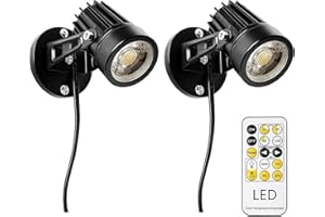 Hawady Plant Spotlight Indoor, 2 Packs 2700K-6500K Uplighting 5W 120V Holiday Decorative Lights with Stakes, IP65 Waterproof LED Up & Down Spot Light with Remote Control