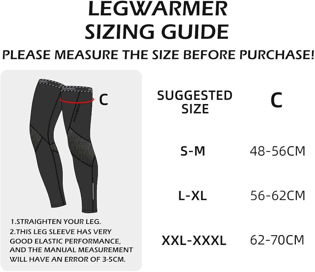 ROCK BROS Cycling Leg Warmers Thermal Long Leg Sleeves for Men Women Legwarmer: Clothing