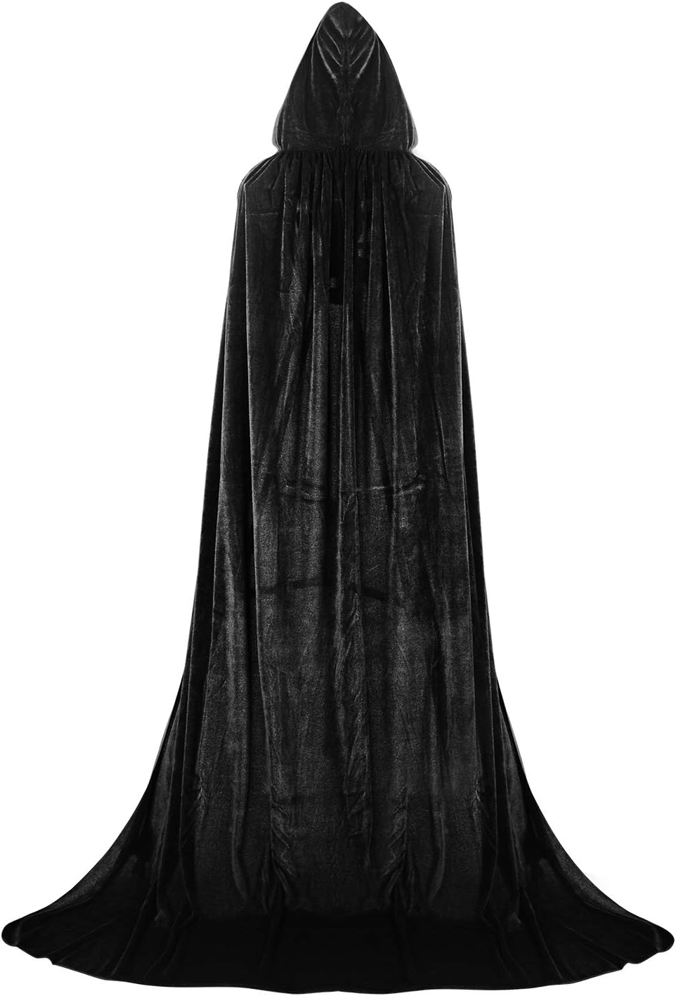 Proumhang Black Hooded Cloak Maxi Cape Velvet Adult Costume Grim Reaper Vampire Party Halloween Costumes 190 cm - Image 5