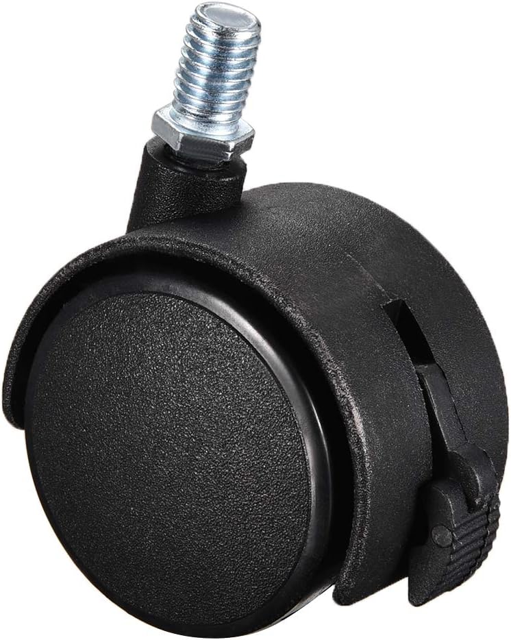 sourcing map Furniture Casters 2 Inch Nylon M10 x 15mm Threaded Stem Swivel Caster Wheels W Brake, 38lb Capacity Each Wheel, 5 Pcs - Image 5