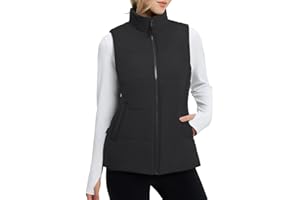 baleaf Women's Lightweight Puffy Vest Quilted Winter Warm Outerwear Water Resistant Stand Collar Sleeveless Running Jackets