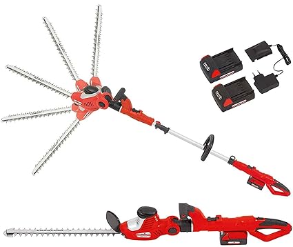Grizzly Akku Kombi Heckenschere AKHS 18 Set, 2 Heckenscheren zu 1 Preis, 2 Akkus 18 V, 4 m Schnitthöhe