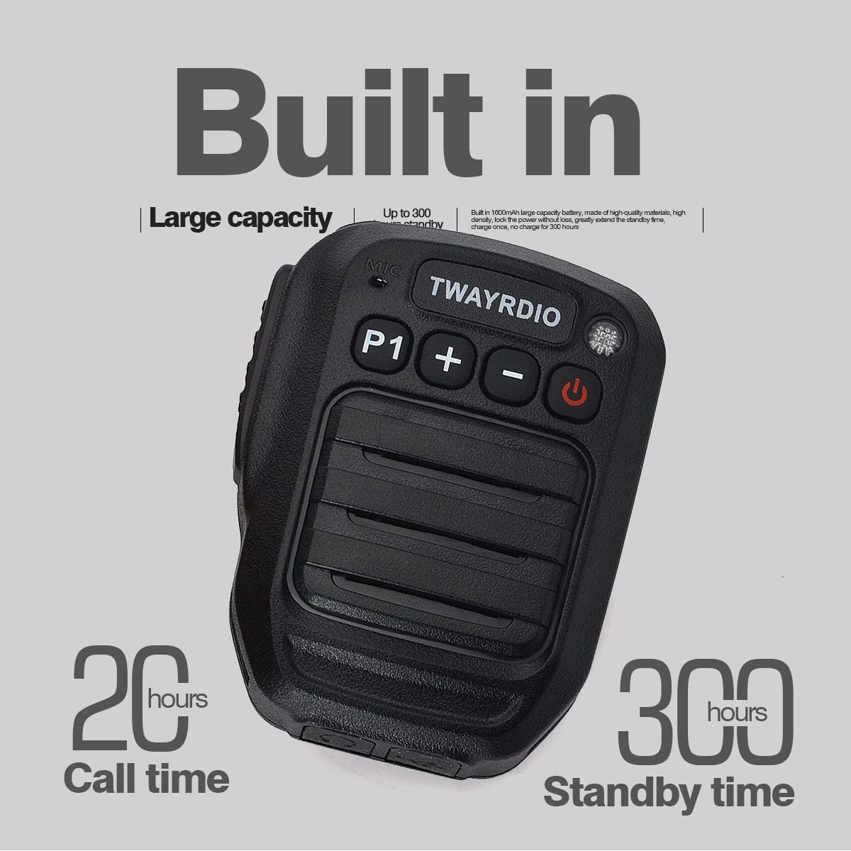 TWAYRDIO Walkie Talkie Bluetooth Microphone Speaker with 2 Pin Mic Jack