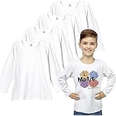 5 Pack Sublimation T-Shirts Blanks,T-Shirt for Kids/Toddler, Unisex Boys Girls Modal White Crew Neck Shirt