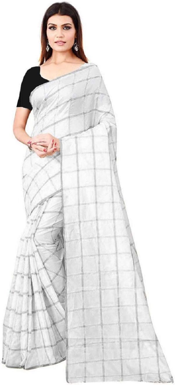 Denique Women's Cotton Art Silk Saree With zecard brocate Blouse Piece