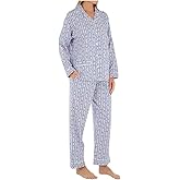 Lanz of Salzburg Sleepwear for Women Classic Notch Collar Long Sleeve Flannel Pajama Set