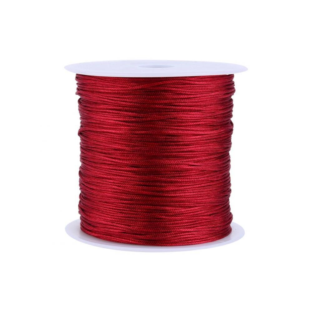 Haofy Craft Nylon Thread, Elastic Beading Cord, Stretch Fabric Crafting String, Chinese Knot Rattail Macrame Shamballa Thread for DIY Bracelet Necklace Beading Sewing Jewellery Making,100m (Red Wine)