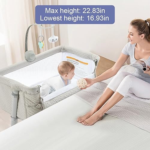 RONBEI Baby Bassinet, Bedside Sleeper Cribs,Baby Bed to Bed