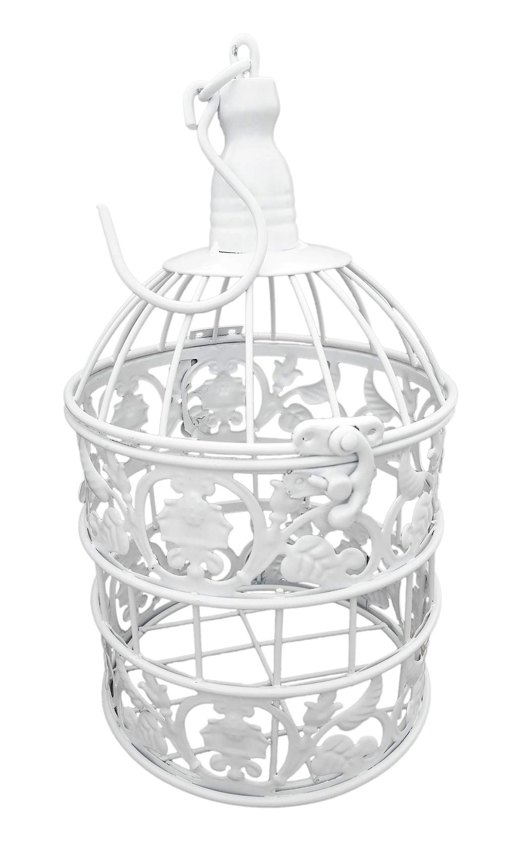 PET SHOW Round Birdcages Metal Wall Hanging Bird Cage for Small Birds Wedding Party Indoor Ourdoor Decoration 13.8INCH White Pack of 1