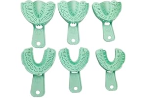 GOEKDFSD Dental Impression Trays Disposable Dental Implant Trays Plastic Green Full Mouth Autoclavable Perforated Impression Trays Set Mold Tray 3 Pairs (LS-Mix 3pairs)