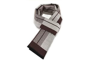 JFAN Men’s Winter Plaid Cashmere Scarf Formal Classic Warm Soft Tartan Scarves