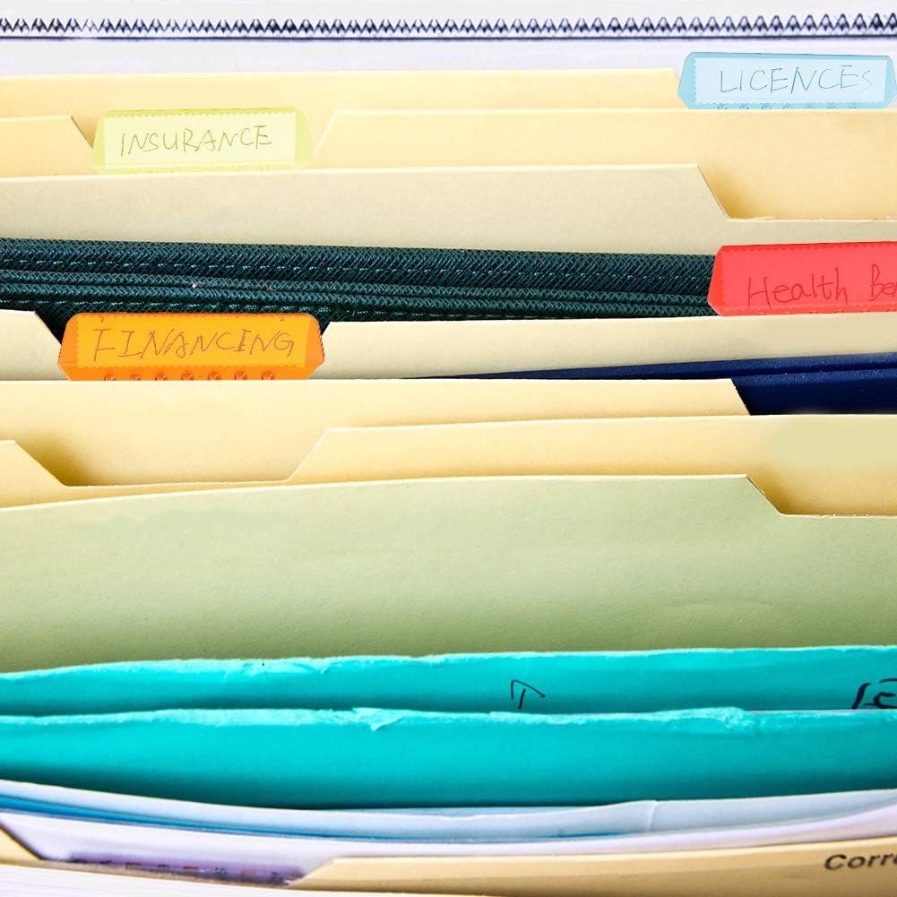 Uspeedy- 120 Sets File Folder Tabs Hanging File Folder Tabs with 300 Sets Inserts for Hanging Folders Clear Plastic Hanging File Tabs for Quick Identification(Colorful): Pet Supplies