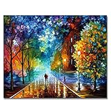 Rihe Paint By Numbers Kits Mounted on Wood Frame with Brushes and Paints for Adults Children Seniors Junior DIY Beginner Level Acrylics Painting Kits on Canvas-Romantic Street 16x20 Inch