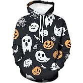 RASBCTK Spooky Halloween Graphic Hoodie Unisex Scary Skull Pumpkin Hooded Pullover Sweatshirt