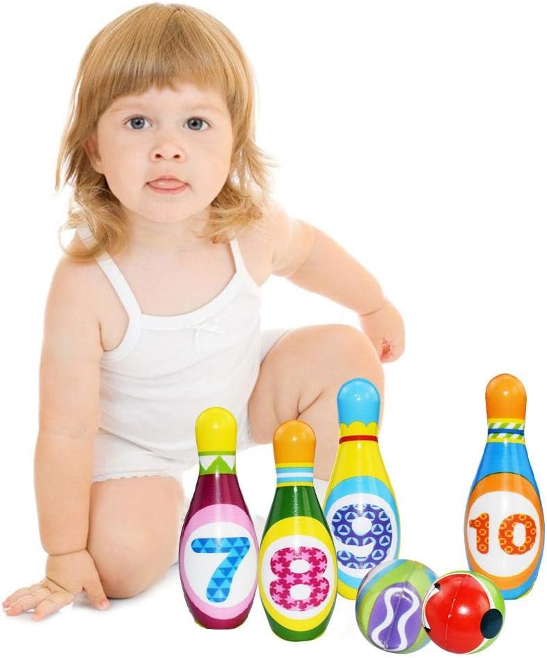 Kids Bowling Set Toddlers Educational Toys 10 Indoor Colorful Soft Foam