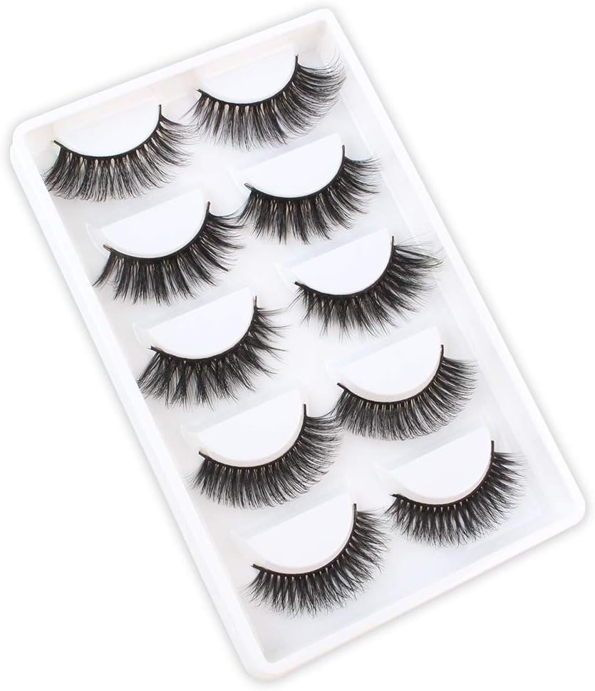 Lovrio 5 works 3D Faux Mink False Eyelashes, Natural Fluffy Thick Volume False Lashes, Reusable Handmade Soft Mink Lashes - Image 4