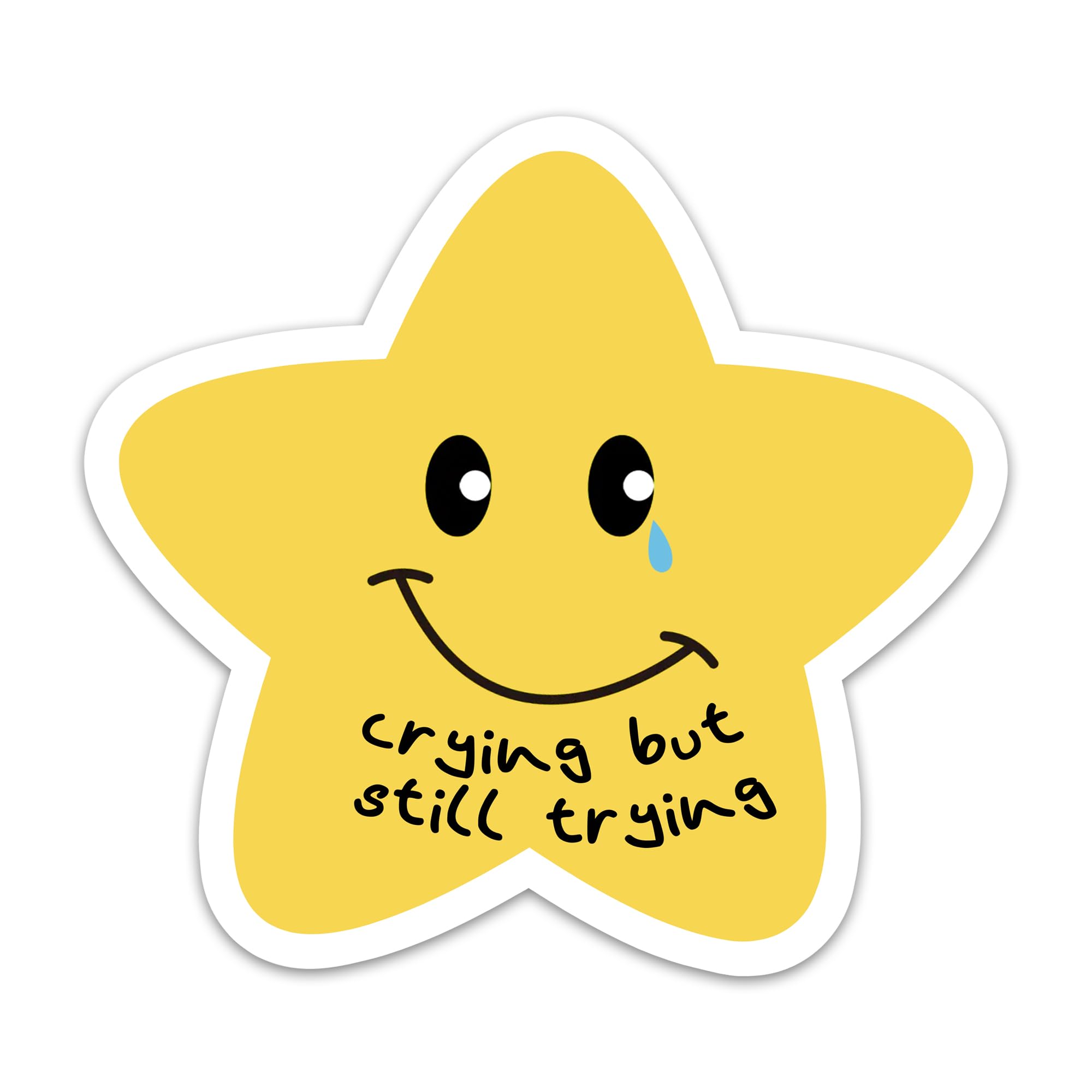 Photo 1 of (3PCs) Crying But Still Trying Motivation Sticker, Inspirational Star Stickers for Adults Teen Kids, Positive Waterproof Vinyl Stickers for Water Bottle Laptop Phone Case Kindle Scrapbook (3 Inches)