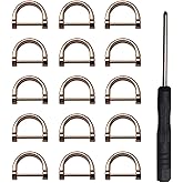 15pcs D-Rings Screw in Shackle Horseshoe U Shape D Ring Screw in Shackle Semicircle with Screwdriver DIY Leather Strap Craft Purse Replacement (Gold)