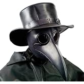 PartyHop Black Rubber Plague Doctor Mask, Halloween Long Nose Bird Beek Steampunk Gas Latex Face Mask, Party Cosplay Costume Prop for Adult
