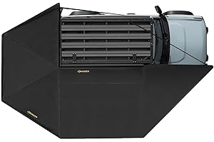 BUNKER INDUST 270 Degree Awning Free Standing, Vehicle Overland Awning Built-in LED Light - Three Colors, Car Passenger Side, Waterproof Wind Resistant for SUV Van Truck Camper