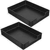 EsOfficce Letter-Size Tray, 2PCS Plastic Stackable A4 Paper Tray, Desk Drawer Organizer, Multi-use Large Storage Basket for Office Home Supplies,13 x 9.6 inch