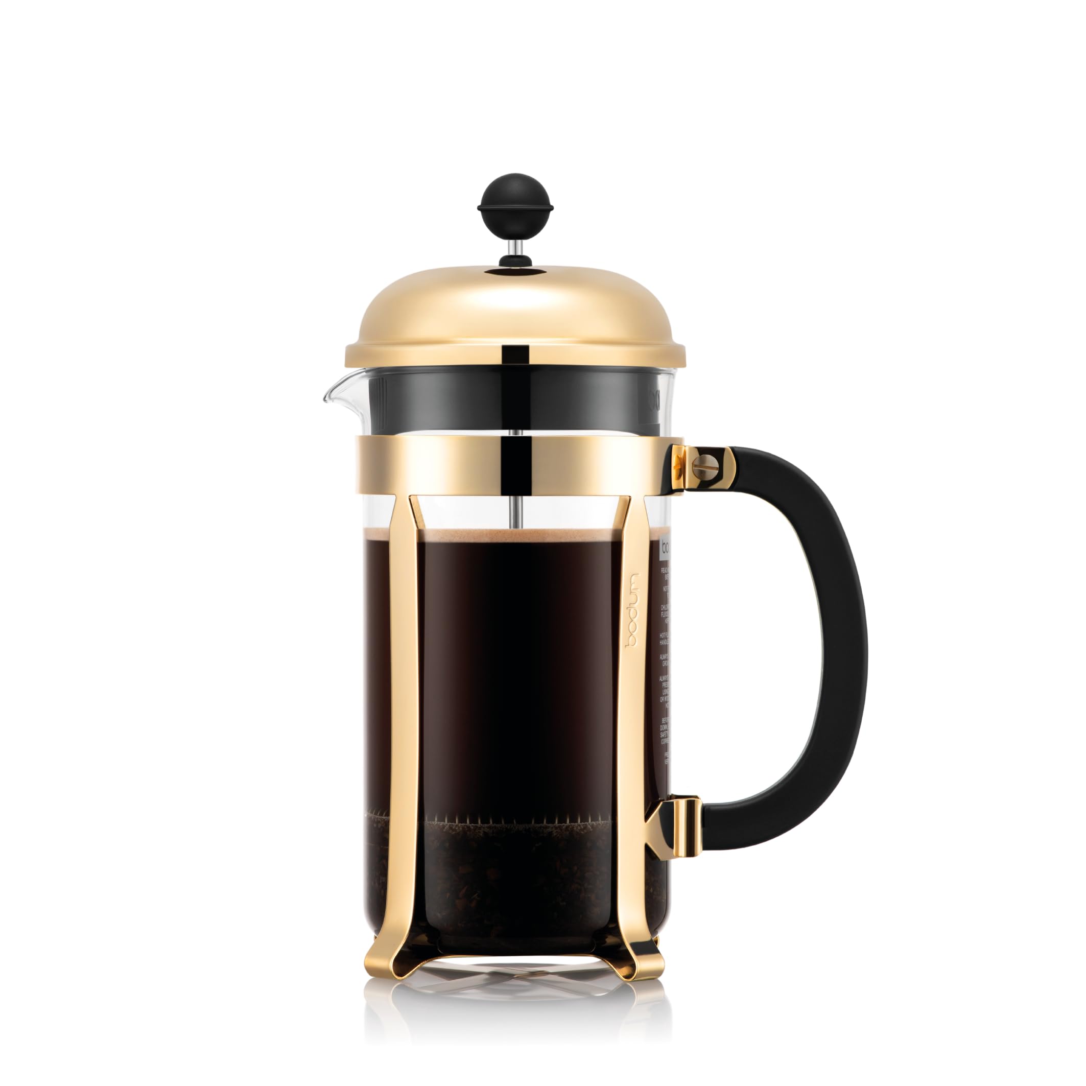 Bodum French Press Chambord - 1L / 8 Cup Golden Coffee Maker - Heat-Resistant & Stainless Steel Filter - BPA-Free Dishwasher Safe Cafetiere - Made in Portugal