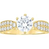 Jewels By Lux 10kt Yellow Gold Womens Cubic-Zirconia Engagement Ring