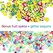 KOMIWOO 107 Pack Slime Kit - 100 Sheets Imitation Gold Leaf, Fishbowl Beads Fish Bowl 3.5oz, Slushie Beads 3.5oz, Colorful Styrofoam Foam Balls 10000pcs Fake Sprinkles, Fruit Splice, Glitter Sequins