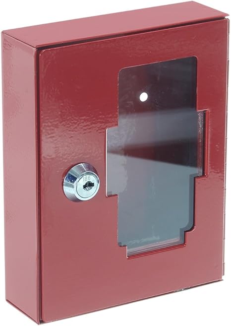 Relaxdays Notschlüsselkasket Mit Glas - Inkl. Hammer & 2 Schlüssel, Abschließbar, Grau