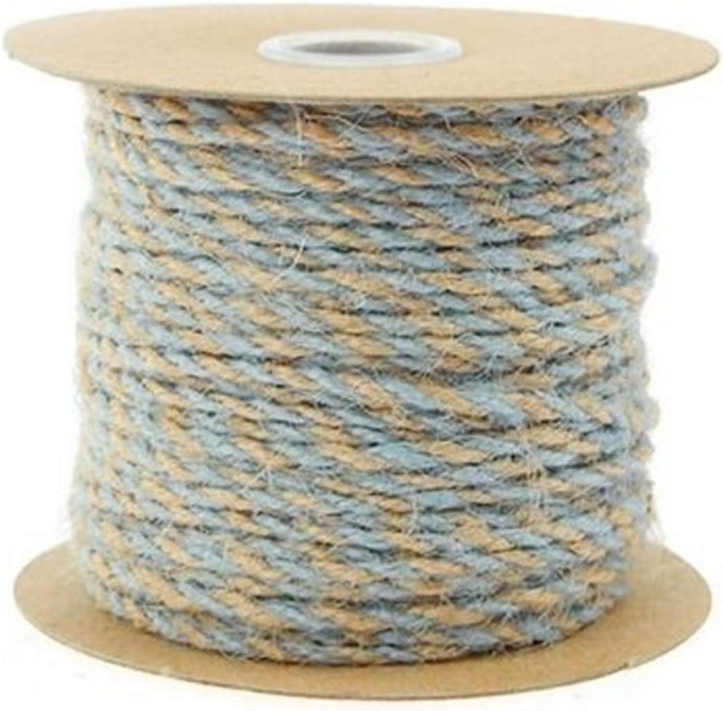 Homeford Firefly Imports Jute Twine Cord Ribbon Bi-Colored, 5/64-Inch, 50 Yards, Light Blue