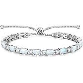 FANCIME Birthstone Tennis Bracelets Sterling Silver Bolo Tennis Bracelets Charm Fine Jewelry Birthday Gifts for Women Mom Wife Her