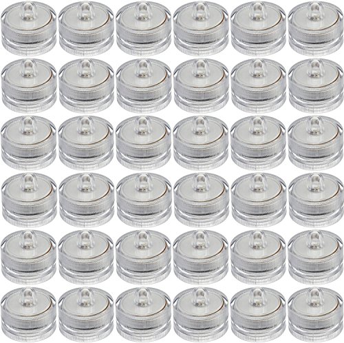 JINHEZO Waterproof Wedding Underwater Battery Sub LED Lights Seasonal & Festival Celebration Flameless LED Tea Light White 36 Pack