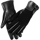 MaxW Leather Gloves for Women Winter, Touchscreen Gloves for Cold Weather with Warm Lining
