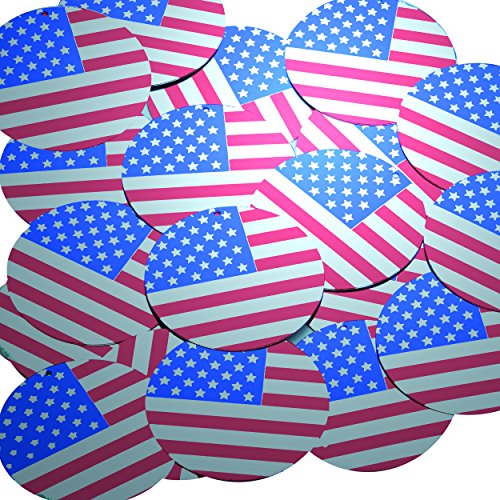 Sequin Round 1.5 inch USA Flag Stars and Stripes Silver Red Blue Large Couture Paillettes. Made in USA.