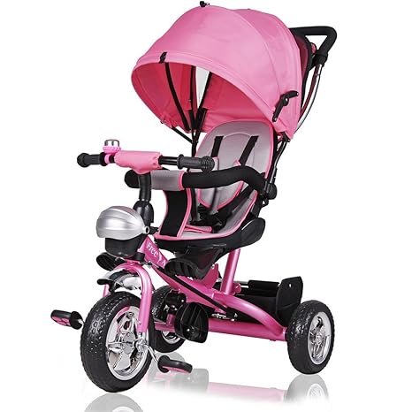 Dreirad Kinderdreirad Kinder Fahrrad Rad Baby Kleinkinder ?klappbares Sonnendach ?Elternlenkung ?viele Vorteile ?leise PU-Rei