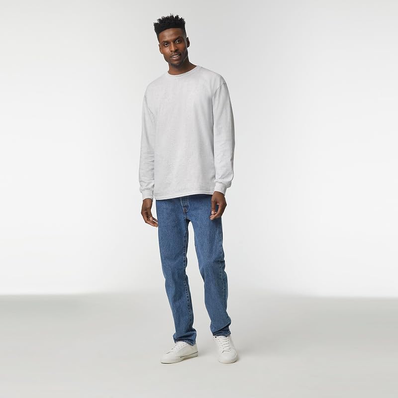 Lot de 2 t-Shirts à Manches Longues en Coton pour Homme, Gris cendré (Lot de 2), S