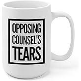Panvola Opposing Counsel's Tears Lawyer Law Student Teacher Funny Gift to Attorney Ceramic Coffee Mug (15 oz, White)