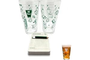 The 9 Hole Golf Course on a Beer Glass, Beer Glass Game Includes Two 16-Ounce Pint Beers Glasses, Scorecard Coasters & Pencil