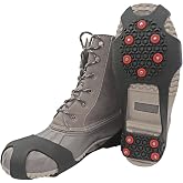Ice Gripster Treads Nonslip Traction Cleats for Snow and Ice, Anti-Slip Overshoe Crampons with Flexible TPE Rubber, 10 Carbon Steel Studs for Secure Grip, Large, Black and Red