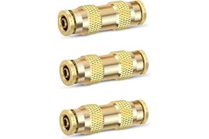LUMANIOUS 1/4" OD DOT Straight Union Push to Connect Fittings, 1/4" DOT Brass Air Brake Line Fittings Tee Union Air Fittings Tube Adapter for Car Truck Trailers Air Brake System and Industrial Use, 3PCS