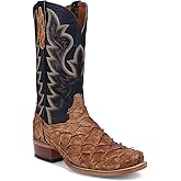 Dan Post Boots Mens Riggs Pirarucu Embroidered Square Toe Pull On Dress Boots Mid Calf - Black, Brown