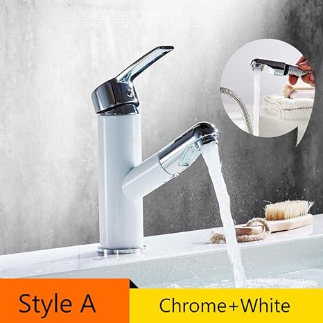 WANDOM Grifo de baño de cromo blanco de lujo Montado en la cubierta