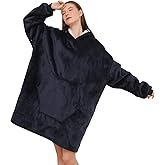ZhangShi Wearable Blanket Hoodie, Oversized Sherpa Fleece Sweatshirt Blanket with Giant Hood Pocket and Sleeves for Adult