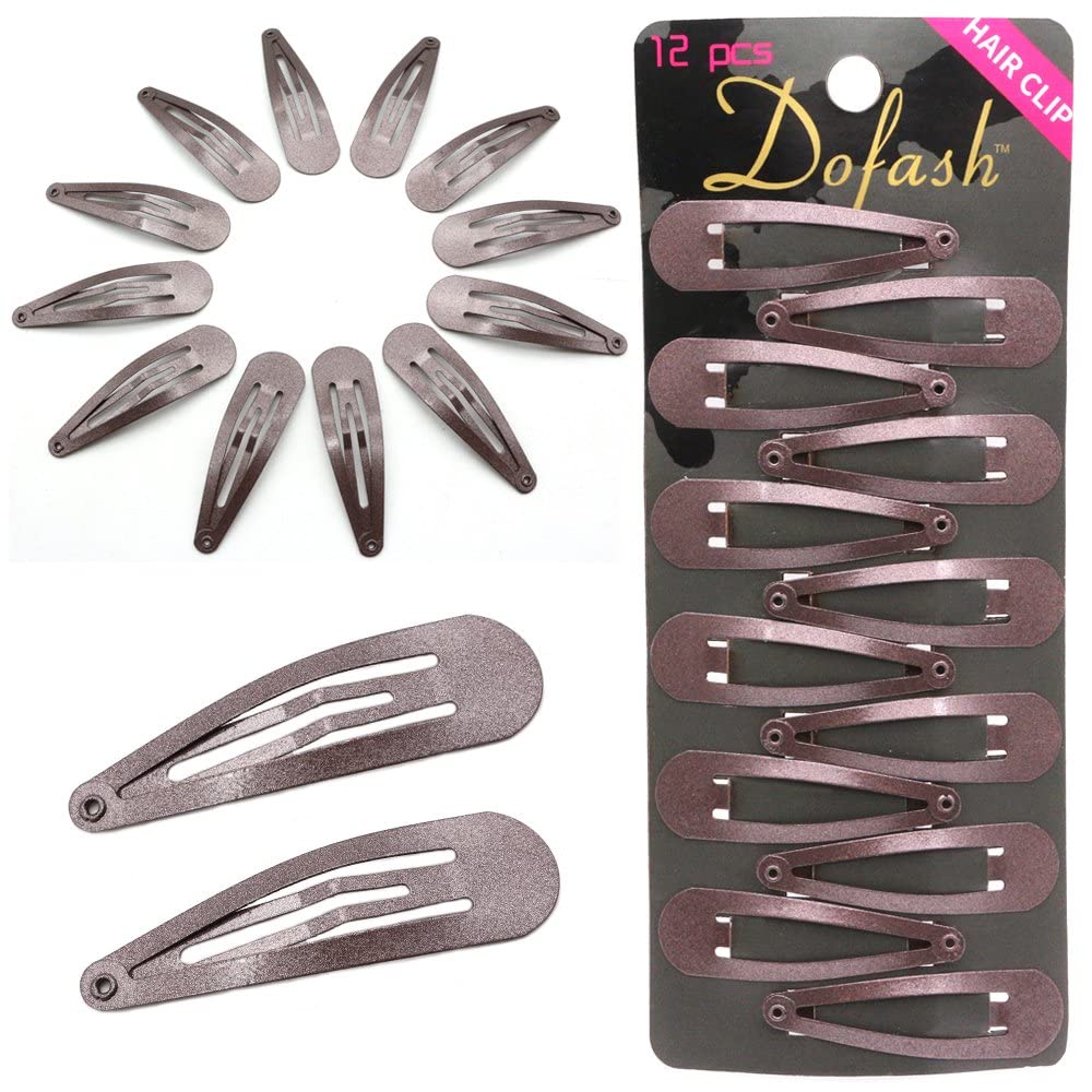 KWONG 12pcs 5CM/2IN Small Snap Hair Clips - Hair Slides & Barrettes - Hair Accessories for Women (Brown)