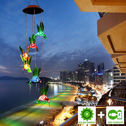 image for FC-Fancier Solar Wind Chimes, Color-Changing Solar LED, Mobile Wind Ch